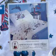 Springmaid Yankee Doodle Combed Percale Twin Flat Sheet & Pillow Case Made USA