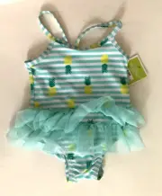Swimsuit Baby Infant Size 6-9 Months Pineapple Tutu Striped One Piece Swim