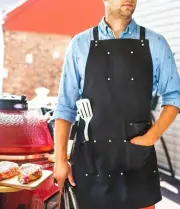Professional Cooking Apron for Kitchen Grill Restaurant Gift Pocket Black Apron
