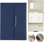 A5 PU Professional Notebook, 6.6 x 9 Inch, 6-Ring Binder Refillable Notebook with Magnetic Buckle, Ivory Paper 200 Sheets. (Sapphire Blue)