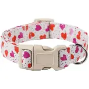 VALENTINE'S DAY HEART PATTERN ADJUSTABLE DOG COLLAR SIZE LARGE 1" wide 15"-24"