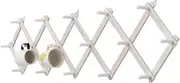 Rustic Wall Mounted Coat Rack with Space Saving Accordion Design, Expandable Wall Mount Coat Rack with 16 Wood Hooks, Modern Farmhouse Wall Décor for Living Room, Entryway(Shabby White)
