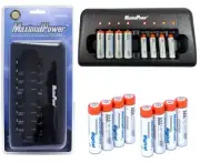 8PC AAA Ni-Mh 1200mAh RECHARGEABLE BATTERIES + 8-Port ULTRA FAST AA AAA CHARGER