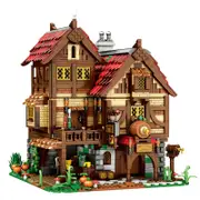 2831PCS Medieval Tavern Modular Architecture Building Model Wood House