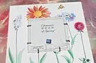 RUSS Hand Painted Spring Flowers PHOTO Picture FRAME 8" square, NWT