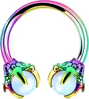 [OUFER] Body Piercing Horseshoe Earrings Helix Piercing 316L Surgical Steel Helix Earrings Dragon Claws Circular Ring Cartilage Earring Body Piercing, Alloy Steel