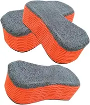 COSMEVIVI 3pcs Car Wash Sponge Erasers Dishwasher Cleaner High-Density Sponge Wash Buckets for Car Detailing Applicator Pads Natural Cleaning Products Rag Company Dish Scrubber Orange Net