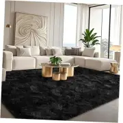 Rug for Bedroom 8x10 Feet Large - Ultra Soft Faux Fur Area Rug 8x10 feet Black