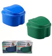 2 Pack Orafix Denture Bath Case Cup Box Holder Storage Soak Container for Travel