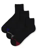 Mantaray Underwear Men's 3 Pack Active Qtr Crew Sports Sock, Black, Size 6-10