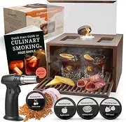 Culinary Smoker Box | Indoor Portable Cold Smoker | Food Smoking Gun Not Required | Wood Chips for Smoke Infuser Cocktail | Smoke Drinks Whiskey (2 Glass No Butane)