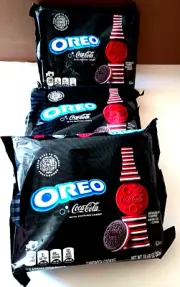 OREO Coca Cola Sandwich Cookies Pack of 3 Limited Edition With Popping Candy