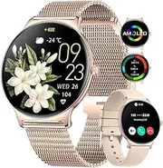 HIRREO Smart Watch for Women(Dial/Answer Calls), 1.43" AMOLED HD Display, 100+ Sports Modes Fitness Tracker Watch, 5ATM Waterproof/IP68 Smartwatch, iOS Android Smart Watches for Ladies