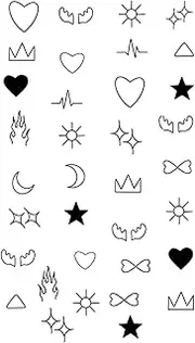 Temporary Tattoos,Stars, Moon, Bow Tie, Flame,Flame Tattoos,Water-Resistant,Real Tattoo Look,Lasts 1-2 Weeks,Resilience,18 x 11 cm