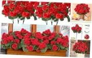 Artificial Flowers for Outdoors，Artificial Geraniums for Outdoors UV 4Pcs Red