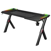 Gaming Desk Computer Office Racer Table 140CM RGB LED Carbon Fiber Wireless USB Charger