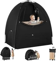 Blackout Tent, Sleep Pod Blocks 95% of Light, Portable Pack N Play Blackout Cover, Black Out Tent with Monitor Pouches and Fan Pouches, Black