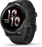 Garmin Venu 2, GPS Smartwatch with Advanced Health Monitoring and Fitness Features, Slate Bezel with Black Case and Silicone Band, 27.9 mm