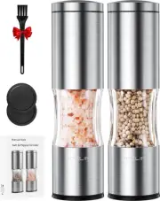 FORLIM Salt and Pepper Grinder Set with Dust Cover, Manual Mill Adjustable core,