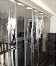 Folding PVC Strip Curtains, 1.6 Mm Thick Sliding Door Strip Curtains, Transparent Roller Blinds for Outdoor Barns(Size:3.8mX2.5m)