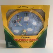 Vintage Crayola Quartz Wall Clock Helping Hands Kids 1991