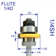 1pc 1/4" shank 1/4" Diameter w/Top Bearing Flute Router Bit