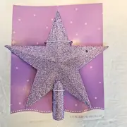 Purple Glitter Mini Star Christmas Tree Topper Ornament 6 Inches 1/2 inch Hole