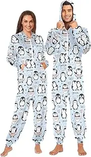 [Joisal] Cute Cartoon Penguin Design Women's Novelty One-piece Pajamas Warm Onesies Adult for Winter, Autumn Small