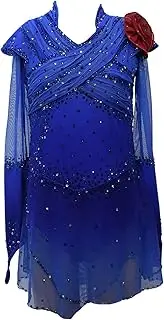 [Zagitova] Figure Skating Dress for Girls Open Back Women Breathable Competition Dance Outfits with Shiny Rhinestone