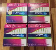 Tampax Radiant Super Absorbency Unscented Plastic Tampon 37 Ct/4PACKS