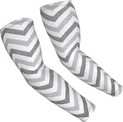 [FSCEV] Gray Stripe Sun Protection Arm Sleeves Outdoor Essentials Cooling Compression Golf Hiking Cycling