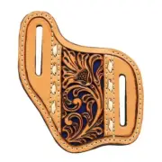 Nocona Knife Sheath Leather Pierced Floral Blue Underlay Buck Lace 1805227