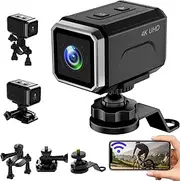 Pudet Luo Action Cam, WiFi 4K & 140° Wide Angle Helmet Camera, 4K Stabilisation & 8-Hour Battery & DV Mode Action Cameras for Sports and Adventure