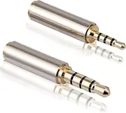 MIUONO 2.5mm to 3.5mm Adapter and 3.5mm to 2.5mm Adapter, Gold Plated Jack Stereo Full Metal Connector Converter for Smartphones, Headphone, Mic, Tablets Support MIC Function