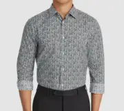 $260 Paul Smith Mens Slim Fit Blue Soho Floral Long-Sleeve Dress Shirt Size 17.5