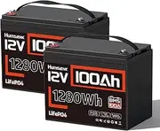 HumsiENK Lithium Battery 12V 100Ah LiFePO4 2Pack, 15000 Deep Cycles Solar Battery with Low-Temp Protection Built-in 100A BMS BCI Group 24 for RV Marine Trolling Motor Off-Grid Living