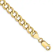 14K Yellow Gold 7 inch 7mm Semi-Solid Curb with Lobster Clasp Bracelet