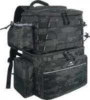 Fishing Tackle Backpack with Cooler, Large Fishing Bag with Rod Holders for 4 T