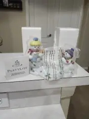 Partylite Snowbell Family Campfire Tealight Holder Christmas Snowmen Mint Box