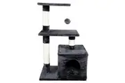 Cat Scratching Tower & Playhouse Toy House Furniture Multi Level 50x30x80cm