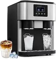 3-in-1 Ice Maker Machine Counter Top for Home, Ice Crusher Machine/10-18°c Cold Water with 1.8l Water Tank, 2 Water Inlet Methods, LCD Display, Clear Ice Cube Maker for Party/bar/Office