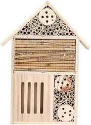 Wooden House, Outdoor Hanging Hotel for Bee, Beneficial Habitat, Garden Wood Bug Room Shelter, Nesting Box for Bee, Butterfly, Ladybirds, Beneficial in (Type A)