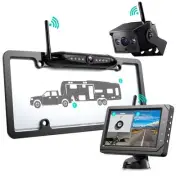 Backup Camera for RV, Split Screen 5 Inch HD Monitor W/Wireless License Plate...