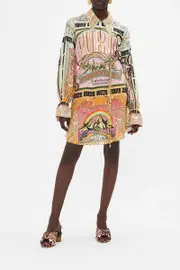 RETRO COLLAR SHIRT DRESS LETS CHASE RAINBOWS