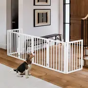 6 Panel 61cm Petzly Wooden Pet Gate Dog Fence Safety Barrier Security Door White