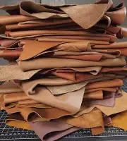 Mixed Brown Cow Leather Scraps, Full grain Remnants/Offcuts, Cowhide pieces
