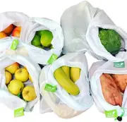 8 Pack Zero Waste Reusable Produce Bags | Drawstring | Medium & Large Sizes in