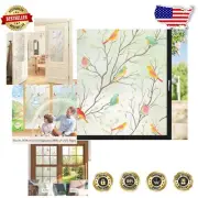 Multicolor Static Cling Window Film - Bird & Floral Design with UV Protection