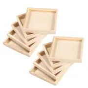 10PCS Wooden 3D Puzzle Blocks Kids Educational Toy Matching Game Solid Wood Tray