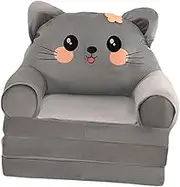 Children's Foldable Lounger Sofa for Bedroom and Playroom, Gray, as described